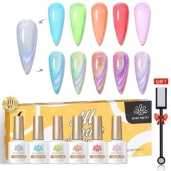 6 Colors Jelly Gel & Cat Magnetic Gel Polish Set #11 10ml