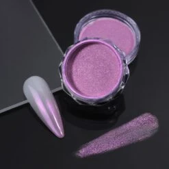 No Brand Pink Gradient Auroras Pearl Nail Powder #03