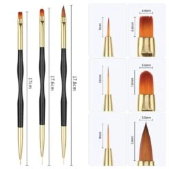 3pcs Double Head UV Gel Nail Brushes -Born Pretty Salon 52549 zitu 9