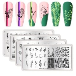 4pcs Flowers Plants Nail Stamping Plates