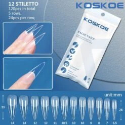120pcs Stiletto Half Matte Clear False Nail Tips 12