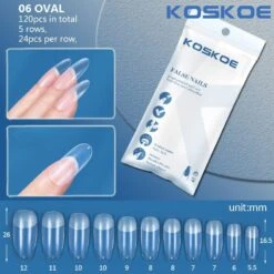 120pcs Oval Half Matte Clear False Nail Tips 06