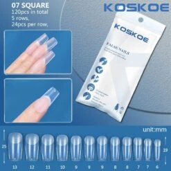 120pcs Square Half Matte Clear False Nail Tips 07