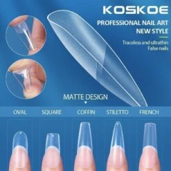 120pcs Oval Half Matte Clear False Nail Tips 06 -Born Pretty Salon 55067 ZHU 2 7