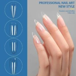 120pcs Coffin Full Cover Clear False Nail Tips 04 -Born Pretty Salon 55067 ZHU 5 9