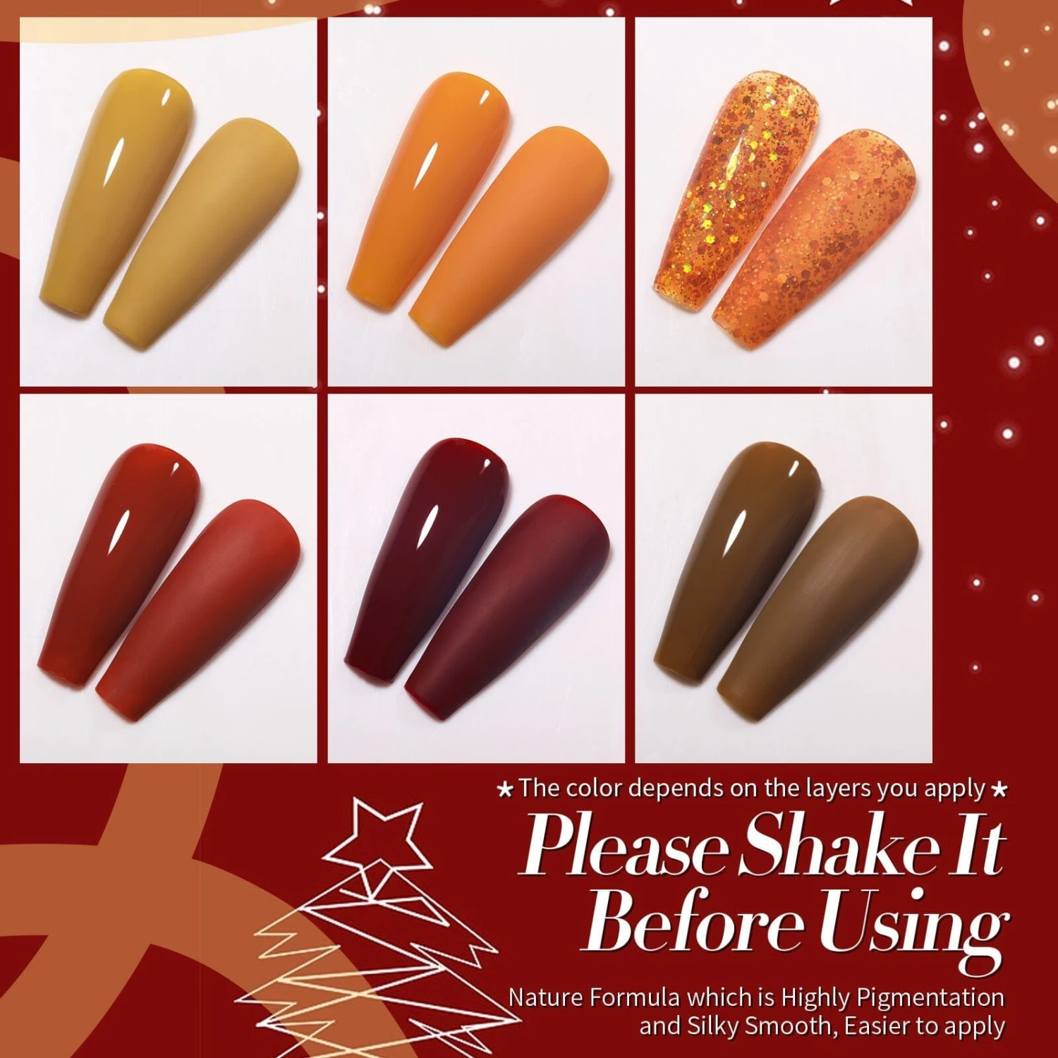 6 Colors Gel Polish Set Maple Caramel 7ml 5 6 Colors Gel Polish Set Maple Caramel 7ml - Image 5