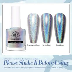Silver Iridescent Nail Polish 10ml -Born Pretty Salon 55694 ZI 1