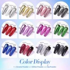 12 Colors Nail Chrome Powder Kit -Born Pretty Salon 55989 ZI 1