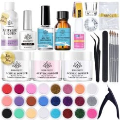 Acrylic Nail Kit 3 Colors White Pink Clear 30g