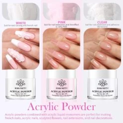 Acrylic Nail Kit 3 Colors White Pink Clear 30g -Born Pretty Salon 56210 ZI 1