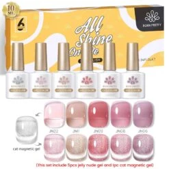 6 Colors Jelly Nude & Cat Magnetic Gel Polish Set 10 10ml