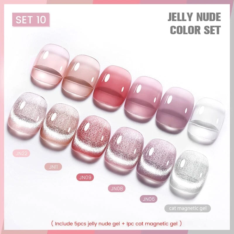 6 Colors Jelly Nude & Cat Magnetic Gel Polish Set 10 10ml 2 6 Colors Jelly Nude & Cat Magnetic Gel Polish Set 10 10ml - Image 2
