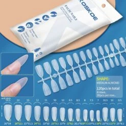 120pcs Medium Almond Matte Soft Gel Tips False Nails 10