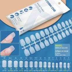 120pcs Medium Square Matte Soft Gel Tips False Nails 07