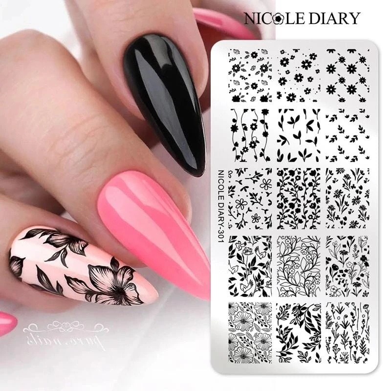 FLowers Plants Nail Stamping Plate NICOLE DIARY-301 5 FLowers Plants Nail Stamping Plate NICOLE DIARY-301 - Image 5