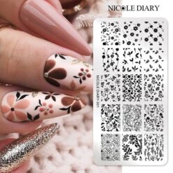 FLowers Plants Nail Stamping Plate NICOLE DIARY-301 15 FLowers Plants Nail Stamping Plate NICOLE DIARY-301 -Born Pretty Salon 56886 ZI 3