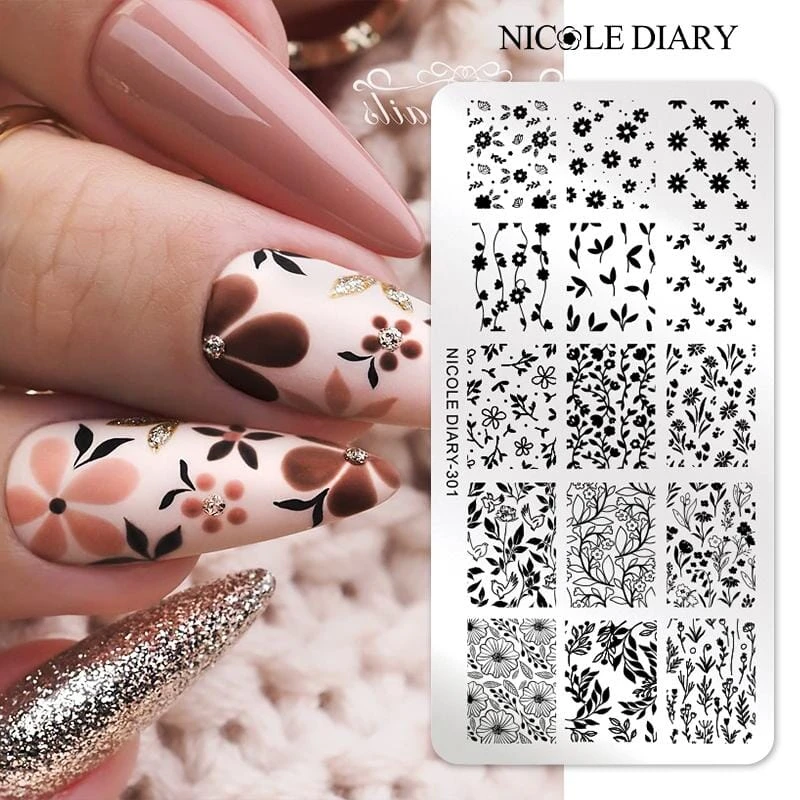 FLowers Plants Nail Stamping Plate NICOLE DIARY-301 6 FLowers Plants Nail Stamping Plate NICOLE DIARY-301 - Image 6