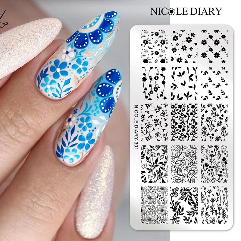 FLowers Plants Nail Stamping Plate NICOLE DIARY-301 7 FLowers Plants Nail Stamping Plate NICOLE DIARY-301 - Image 7
