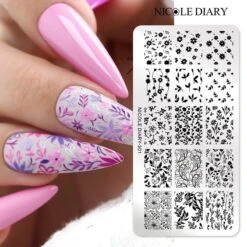 FLowers Plants Nail Stamping Plate NICOLE DIARY-301 17 FLowers Plants Nail Stamping Plate NICOLE DIARY-301 -Born Pretty Salon 56886 ZI 5