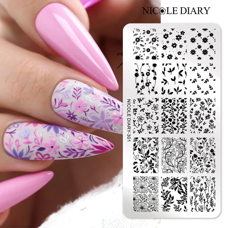 FLowers Plants Nail Stamping Plate NICOLE DIARY-301 8 FLowers Plants Nail Stamping Plate NICOLE DIARY-301 - Image 8