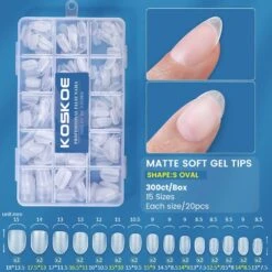 300pcs Matte Soft Gel Tips False Nails Full Cover Short -Born Pretty Salon 56960 SXA 5
