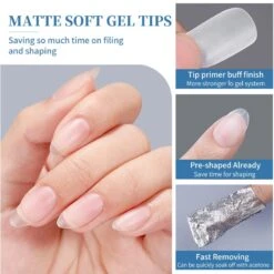 300pcs Matte Soft Gel Tips False Nails Full Cover Short -Born Pretty Salon 56960 ZHUA 7