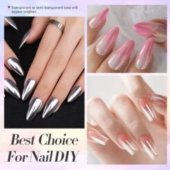 Silver Metallic Chrome Pearl Nail Powder -Born Pretty Salon 58078 ZI 5