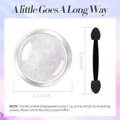 Silver Metallic Chrome Pearl Nail Powder -Born Pretty Salon 58078 ZI 6