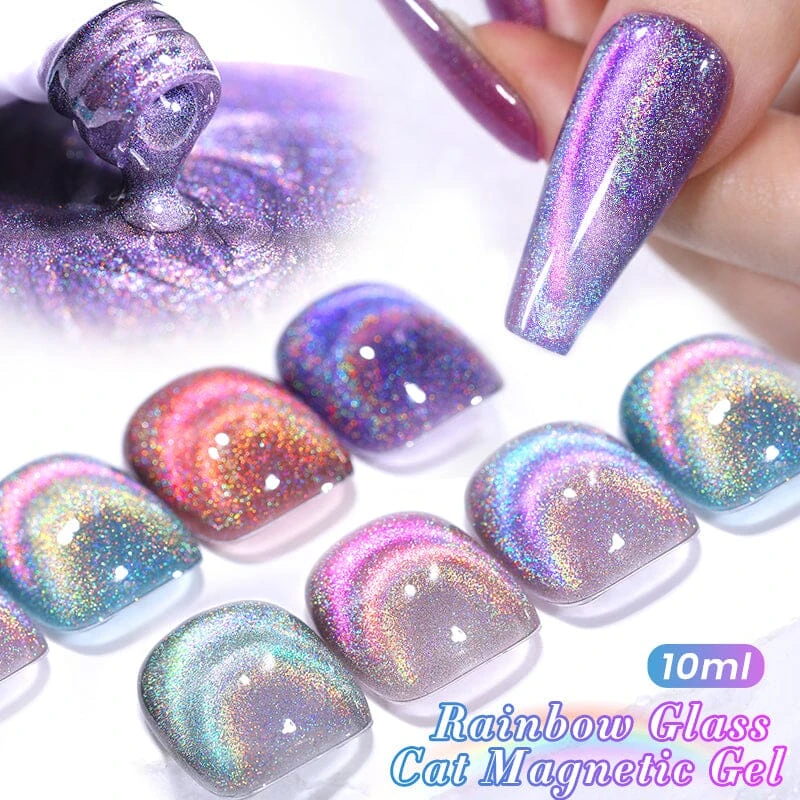 Iridescent Rainbow Glass Cat Magnetic Gel Polish 10ml 2 Iridescent Rainbow Glass Cat Magnetic Gel Polish 10ml - Image 2