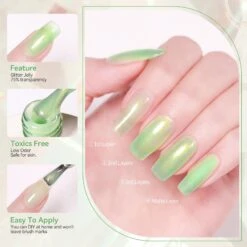 Green Hema-Free Glitter Jelly Gel Polish #01 15ml -Born Pretty Salon 58226 1 ZI 4