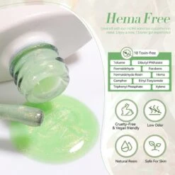 Green Hema-Free Glitter Jelly Gel Polish #01 15ml -Born Pretty Salon 58226 1 ZI 5