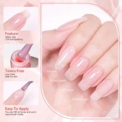 Pink Hema-Free Glitter Jelly Gel Polish #04 15ml -Born Pretty Salon 58226 4 ZI 4