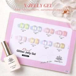 Pink Hema-Free Glitter Jelly Gel Polish #04 15ml -Born Pretty Salon 58226 4 ZI 6