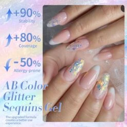 AB Color Glitter Sequins Gel Polish 15ml -Born Pretty Salon 58271 ZI 4