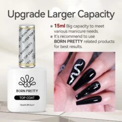2 Bottles Base Gel Super Top Coat Set 15ml -Born Pretty Salon 58776 ZI 7