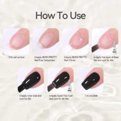 2 Bottles Base Gel Super Top Coat Set 15ml -Born Pretty Salon 58776 ZI 8