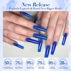 Blue Hema-Free Semi Jelly Gel Polish #13 15ml -Born Pretty Salon 58861 ZI 2