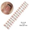 No Brand 30pcs 15 Sizes Black French False Nail Tips Short Square Press On Nails 10