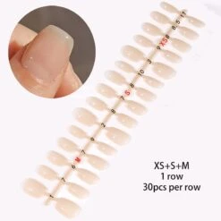 No Brand 30pcs 15 Sizes Cinnamon False Nail Tips Short Square Press On Nails 04