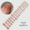 No Brand 30pcs 15 Sizes Grapefruit Blush False Nail Tips Short Square Press On Nails 06