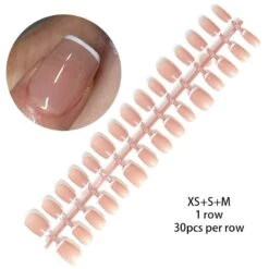 No Brand 30pcs 15 Sizes White French False Nail Tips Short Square Press On Nails 08