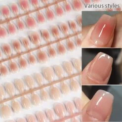 No Brand 30pcs 15 Sizes Short Square Blush Gradient False Nail Tips Press On Nails -Born Pretty Salon 58925 ZHU 2