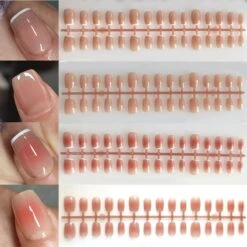 No Brand 30pcs 15 Sizes Short Square Blush Gradient False Nail Tips Press On Nails -Born Pretty Salon 58925 ZHU 4