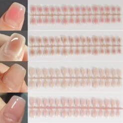 No Brand 30pcs 15 Sizes Short Square Blush Gradient False Nail Tips Press On Nails