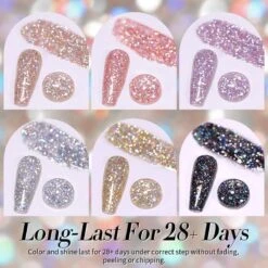 6 Colors Glitter Reflective Gel Polish Set Dream Star 10ml -Born Pretty Salon 59025 ZHUA 6 9