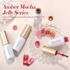 4 Colors Nude Jelly Gel Polish Amber Mocha 5ml -Born Pretty Salon 59060 ZI 7