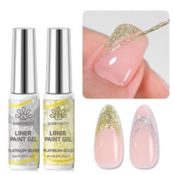 2 Bottles Platinum Gold & Silver Paint Gel 8ml
