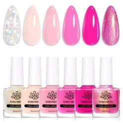 6 Colors BORN PRETTY Pink Nail Polish Set 10ml