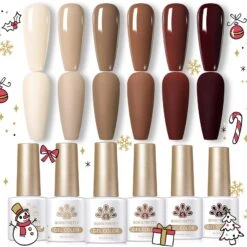 6 Colors Brown Gel Polish Set Coffee Latte 7ml