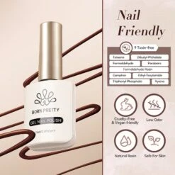 Hema-Free Brown Color Gel Polish #46 15ml -Born Pretty Salon 59454 22 ZI 5